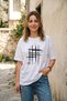 Premium Minimal Abstract Line Pattern Oversize Unisex T-Shirt 100% Cotton Modern Streetwear White T-Shirt - 2