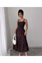 Women's Floral Patterned Strappy Viscose Fabric Dress Length 125 cm