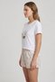 Cute Cat Printed Ecru&Beige Mix Color Short Sleeve Shorts Pajama Set - 3