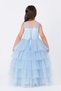 Girl's Evening Dress Layered Ruffle Tulle Long Princess Dress with Stone Buckle - Birthday, Party, Wedding, Graduation (3, 4, 5, 6, 7 Years) 35060Pr - 4