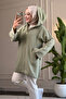 6406 - Comfortable Zippered Pocket Hooded Long Cap with Hood Detail