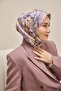 Twill Silk Scarf Large Floral Lilac 90X90 - 2