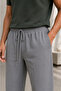 Men's Linen Look Elastic Waist Lace-Up Comfortable Cut Pants - Gray - 3