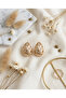 Weave Patterned Drop Design Gold Color 316L Steel Women Earrings - 5