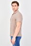 Men Regular Fit Jacquard Pattern Short Sleeve Polo Shirt, Taupe - 3