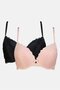 Women 2 Pack Textured Padded Underwired Push Up Bra, Multicolor - 6