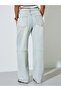 Blue Mid-Rise Tapered Pocket Wide Leg Jeans - 4
