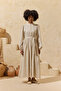 Natural Belted Dress with Embroidery Detail - 4