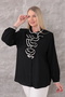 Plus Size Ruffled High Collar Long Sleeve Solid Color Classic Evening Dress Stylish Women's Shirt - 2