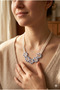 Handmade Blue Crystal Beaded Daisy Special Design Necklace - 2
