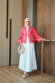 Women's Colorful Patterned Zippered Tulle Jacket Pomegranate Flower - 6