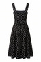 Women's Square Collar Back Tie Polka Dot Midi Length Knitted Dress - 5