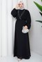 Women's Stone Detailed Belted Hijab Chiffon Evening Dress - 5