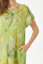 Olive Green Italian Floral Patterned Double Side Pocket Dress 38 - 44 Size - 6