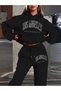 Oversized Hooded Sweatshirt Set - Face and All-Over Surface Print, Comfortable Lace-Up Hoodie