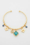 Women's Gold Steel Charm Bracelet with Clover and Evil Eye Bead Detail, Tarnish-Resistant, Stainless - 3