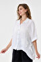 Women's White Italian 100% Linen Low-Sleeve Oversize Linen Shirt Size 38 - 44 - 2