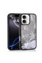 iPhone 16 Case Butterfly Pattern Glittery Liquid Camera Raised Silicone Cover - 2