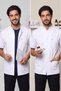 Men's Judge Collar Short Sleeve Snap Fastener Jacket, Oversized White Alpaca Fabric Doctor and Pharmacist Coat - 7