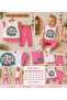 100% Cotton Unicorn Patterned Ruffled Tulle Flounce Half Leggings Top and Bottom Summer Two-Piece Set - 7