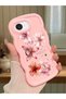 iPhone 16E Compatible Case with Camera Protector Pink Silicone Couple Phone Case Floral Pattern