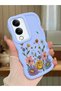 Vivo Y19S Compatible Case Camera Protector Blue Silicone Couple Phone Case Floral Pattern