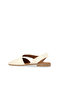 Beige Leather Women's Flat Sandals - 4