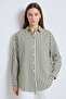 Khaki Striped Oversize Fit Drop Shoulder Boyfriend Cut Shirt