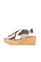 Mink Shiny Leather Women's Wedge Heeled Sandals - 4