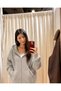 Gray Melange Thick Fabric Y2K Unisex 3-Thread Hooded Cardigan-Yukatay - 2