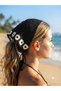 Women's Black and White Crochet Hair Bandana