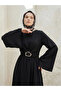 Front Tie Accessory Detail Dress-Black - 2