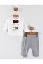 Baby Boy 3-Piece Set with Bow Tie and Jacket, Gray, 0-3 Months, Cotton - 3