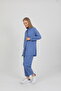 Blue Hidden Button Elastic Waist Shirt and Trousers Set 8660 - 6