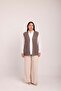 Women's Milk Coffee Checkered Knitwear Openwork Woven Pocketed Seasonal Vest - 6