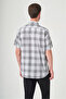 Gray Buttoned Collar Short Sleeve Pocketed Comfort Fit 100% Cotton Shirt 1004260230 - 5