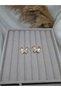 Women's Gold Color Zircon Stone Butterfly Figured Stud Earrings - 2