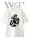 Motorcu Cift 5 Design Printed Unisex White Oversize T-Shirt