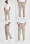 Men's Beige Jagger Pants Lace-Up Buttoned Stretchy Knitted Fabric Casual Comfortable Trousers - 2