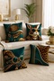 Emerald Green Rabbit Patterned 4-Piece Throw Pillow Cover Set - 2