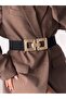 Gold Buckle Interlocking Elastic Women's Belt, Jacket Belt, Shirt Belt, Dress Belt - 2