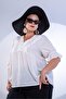 Women's Plus Size Collar Sleeve Ruffle Detailed Blouse White
