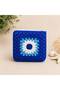 Hand Knitted Evil Eye Motif Zipper Wallet - 100% Cotton Yarn Bohemian Mini Wallet (10X10 cm) - 2