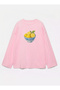100% Cotton Oversize Fit Lemon Printed - Crew Neck Long Sleeve T-Shirt