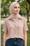 Powder Oversize Polo Collar Gofre Blouse - Looks Like a Casual T-Shirt - 8