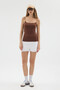 Women's Long C Cropped Tank Top with String Straps - 7