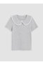 Lcw Kids Gray Baby Collar Girl's T-Shirt