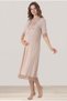 Women's Beige Lace New Season Buttoned Maternity Nightgown with Breastfeeding Feature - 2