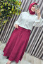 Women's Clothing Plus Size Seersucker Layered Flared Skirt - 5