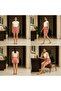 Red and White Abstract Print High-Waist Shorts - 3